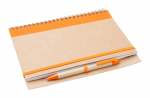 Klade A5/60lp.ar spirāli,baltas lapas,pildspalva,oranžs 