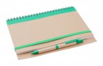 Klade A5/60lp.ar spirāli,baltas lapas,pildspalva,zaļš  