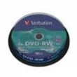 Disks DVD-RW Verbatim DLP 4.7GB 4x 10gab/iepak. 1gab.